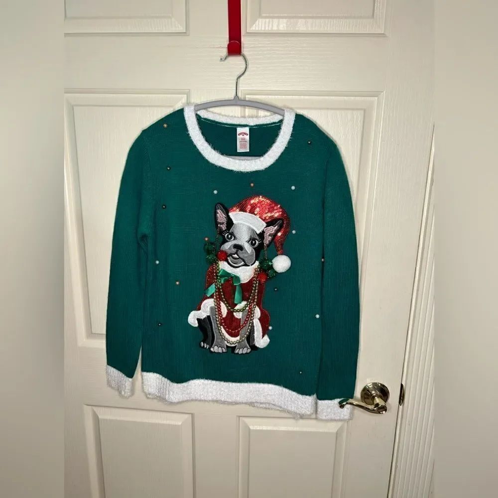 Holiday Time jeweled Santa dog sweater